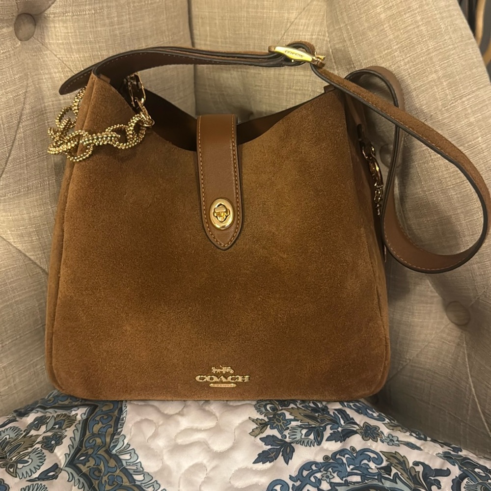 COACH - Hadley Bag - Sienna Suede - LIKE NEW (convertible shoulder or crossbody)